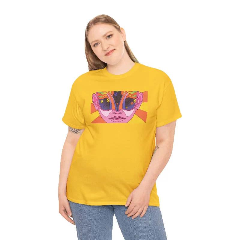 Psychedelic Mask Art T-Shirt-- Plaid T-Shirt Polka Dot Checkered