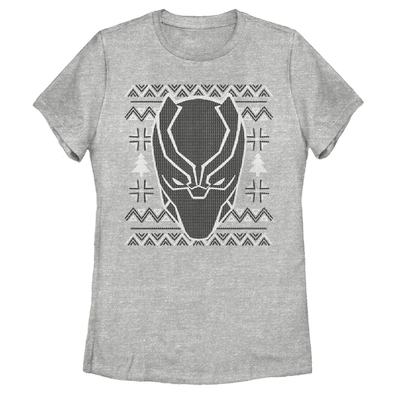 Women's Marvel Ugly Christmas Panther Mask T-Shirt-- Mesh Fabric Canvas Fabric Denim Fabric