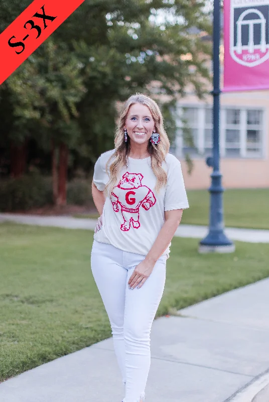Retro Georgia Bulldog T-Shirt-- Zippered Front Buttoned Front Snap Front