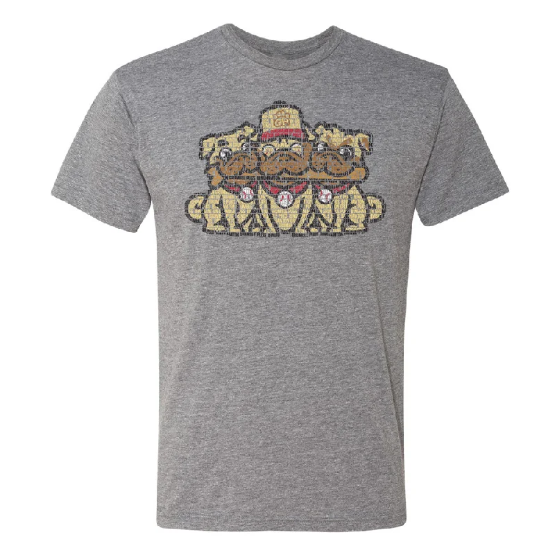 BRP NEW!  Adult Dark Heather Gray Grumble Pugs T-Shirt by 108 Stitches-- Notch Collar Peter Pan Collar Cowl Neck