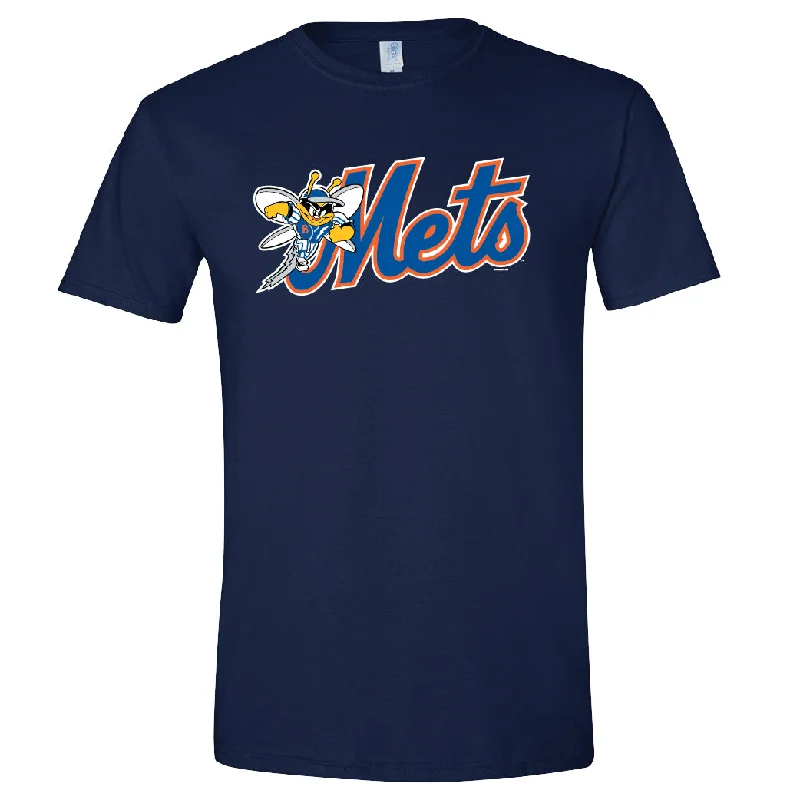 BRP New!  Adult B-Mets 100% Cotton Navy Blue T-Shirt by Bimm Ridder-- Fleece Nylon Spandex