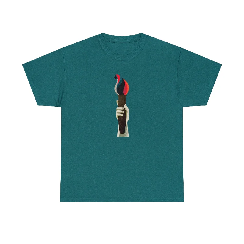 Art Holds A Torch For Us, Graphic Artist T-Shirt-- Beaded Sequined Faux Fur