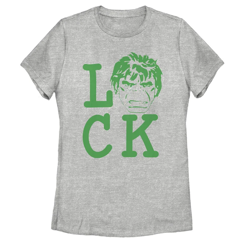 Women's Marvel St. Patrick's Day Hulk Luck T-Shirt-- Houndstooth Herringbone Solid