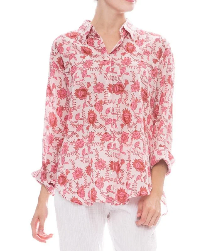 "Chayse" Floral Print Shirt-- Zippered Front Buttoned Front Snap Front