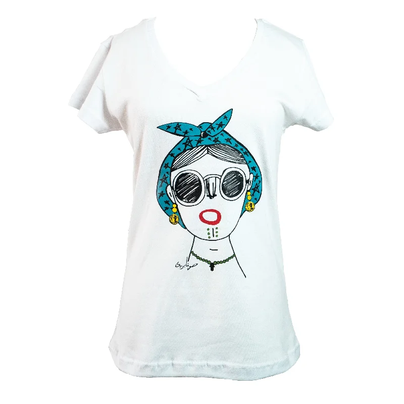 Dada Hania V Neck T shirt-- Embroidered Appliqued Beaded