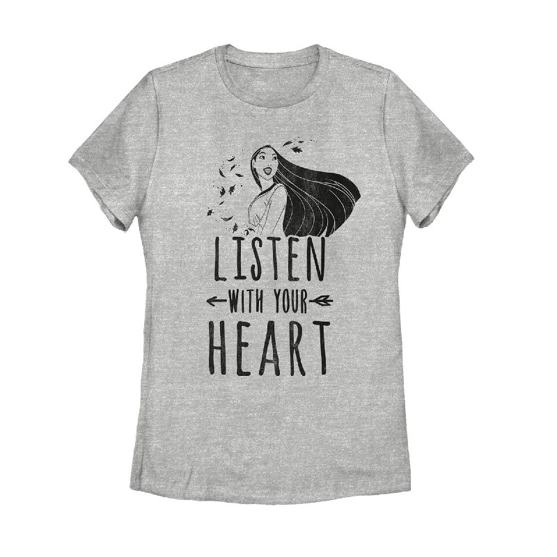 Women's Pocahontas Listen Heart T-Shirt-- Cozy Warm Stylish