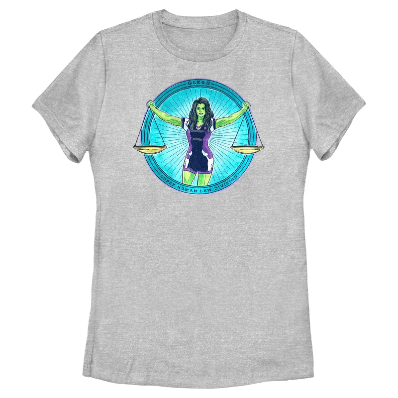 Women's She-Hulk: Attorney at Law Super Human Law Division T-Shirt-- Fleece Nylon Spandex Women's She-Hulk: Attorney at Law Super Human Law Division T-Shirt-- Fleece Nylon Spandex
