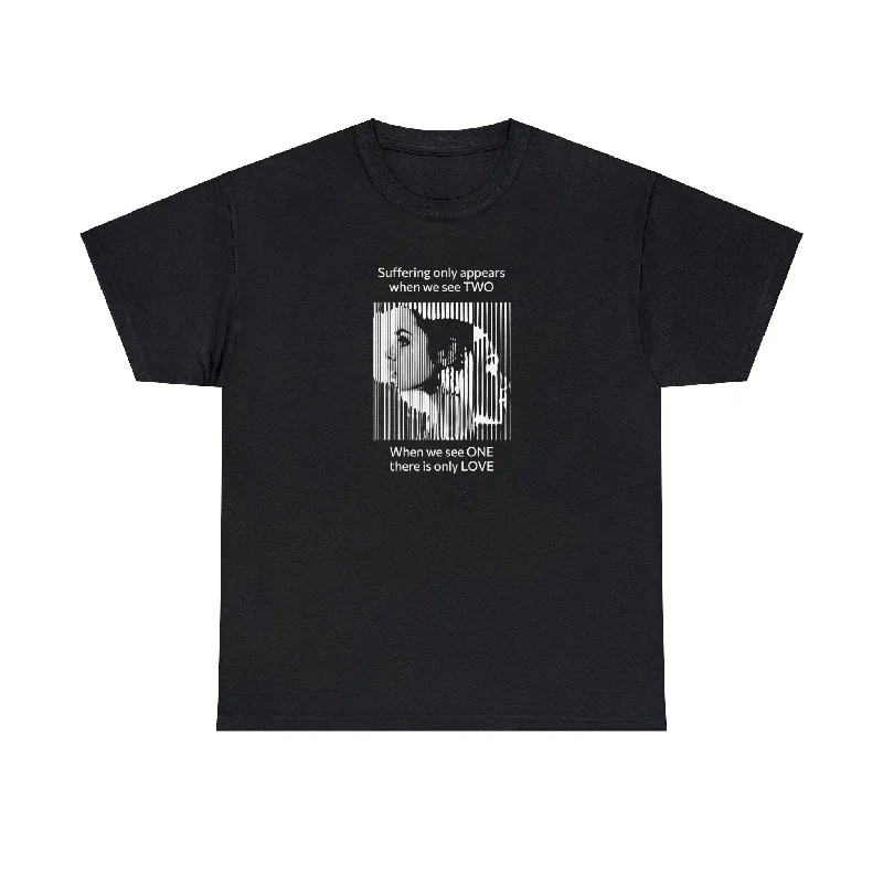 Suffering Only Appears When We See Two, Spiritual T-Shirt-- Print Jacquard Patchwork