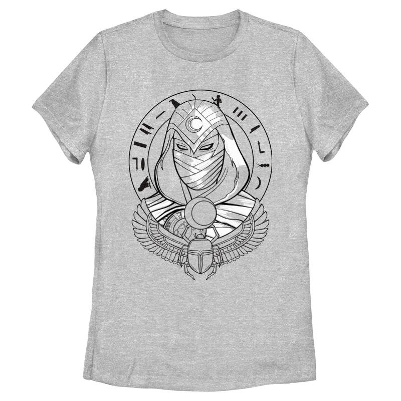 Women's Marvel: Moon Knight Winged Scarab Portrait Sketch T-Shirt-- Mesh Blend Leather Blend Suede Blend