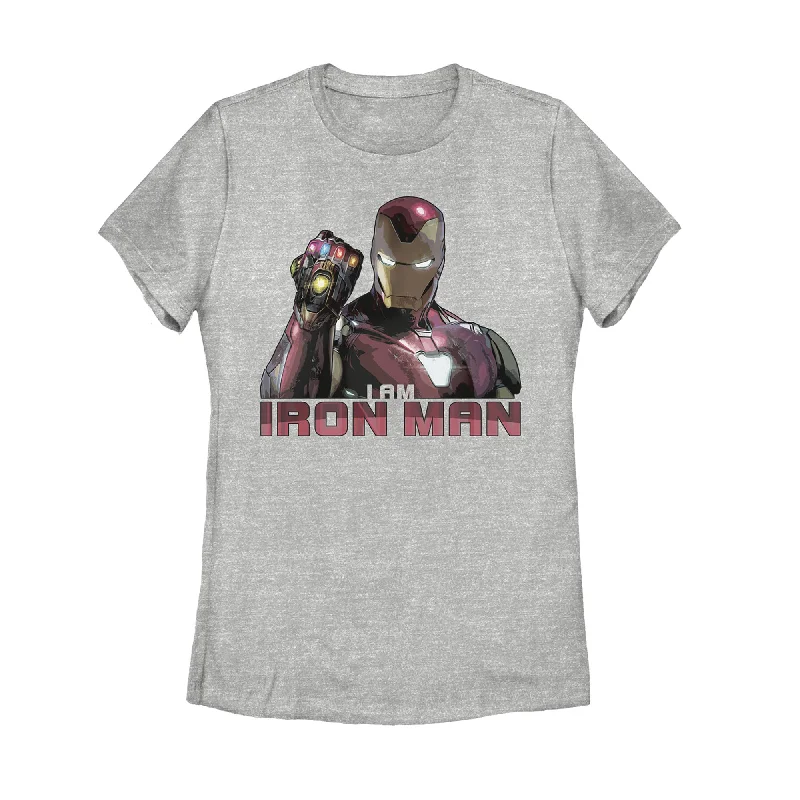 Women's Marvel Avengers: Endgame I Am Iron Man T-Shirt-- Sequined Glittery Shiny