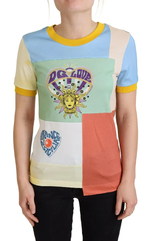 Dolce & Gabbana  DG Love Multicolor Patchwork T-Shirt-- Satin Blend Silk Blend Wool Blend