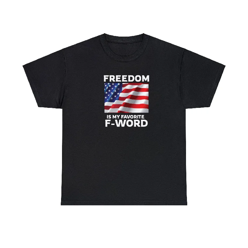 Freedom Is My Favorite F-Word, USA Stars and Stripes T-Shirt-- Print Jacquard Patchwork