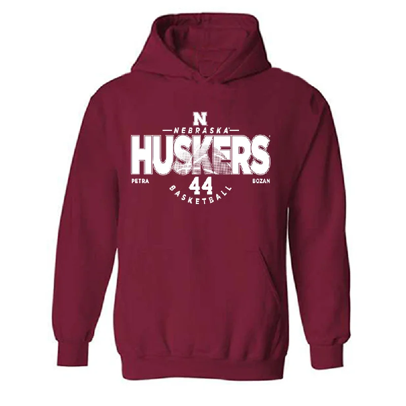 Nebraska - NCAA Women's Basketball : Petra Bozan - Classic Fashion Shersey Hooded Sweatshirt Hoodie with Mock Neck Collared Structured Nebraska - NCAA Women's Basketball : Petra Bozan - Classic Fashion Shersey Hooded Sweatshirt Hoodie with Mock Neck Collared Structured