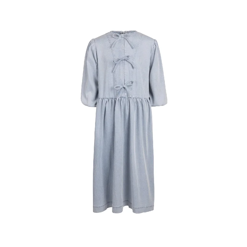 Poet Mia Denim Bow Dress 26 A-Line Day Work