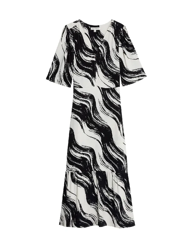 Printed V-Neck Midaxi Tiered Dress Tunics Sophisticated sleek