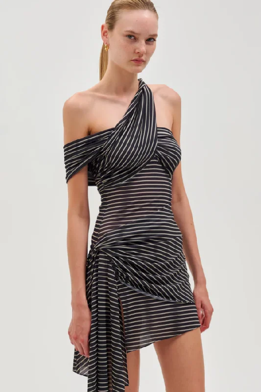 Izel Dress Navy Ivory Stripe Tunics Bridal satin