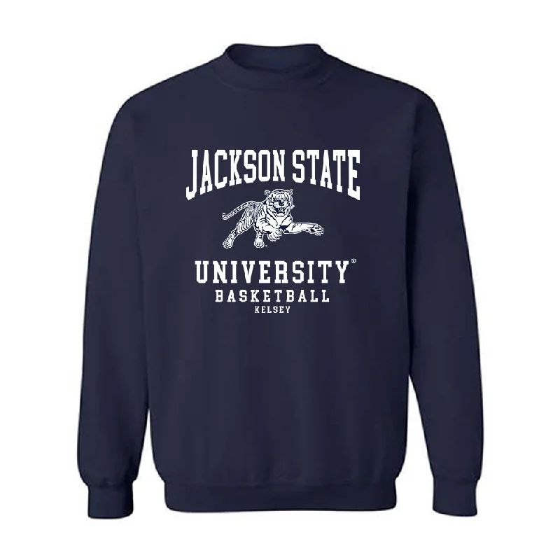 Jackson State - NCAA Women's Basketball : Tierney Kelsey - Crewneck Sweatshirt Hoodie with Mock Neck Collared Structured