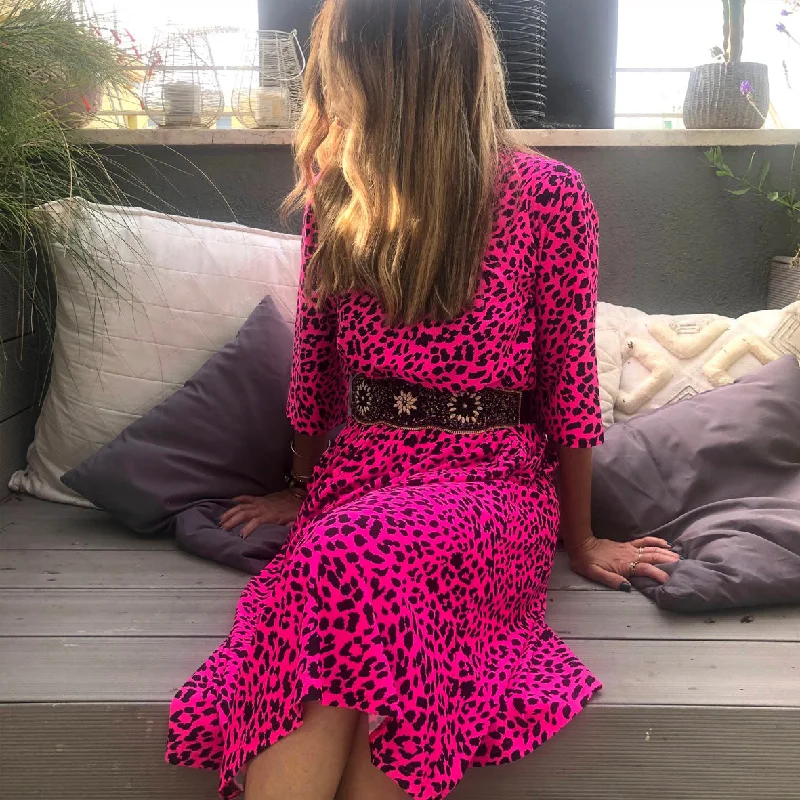 Swimsuit dress  #D2052S - Cheetah print Plunge Back Swimsuit