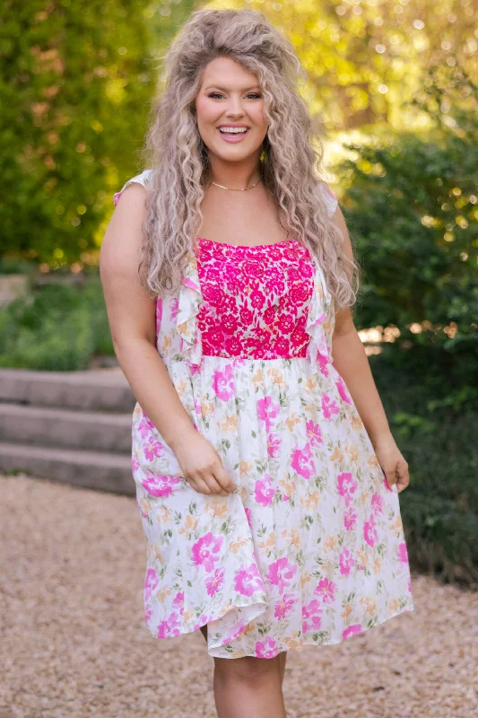 Prancing Dress, Multi Floral Print girly