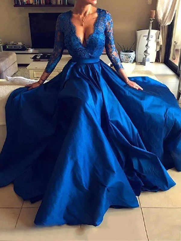 FashionSierra - Deep V-Neck Woman Evening Dress Cowl Neckline Elegant