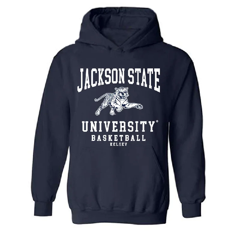 Jackson State - NCAA Women's Basketball : Tierney Kelsey - Hooded Sweatshirt Hoodie with Rolled Sleeves Casual Relaxed