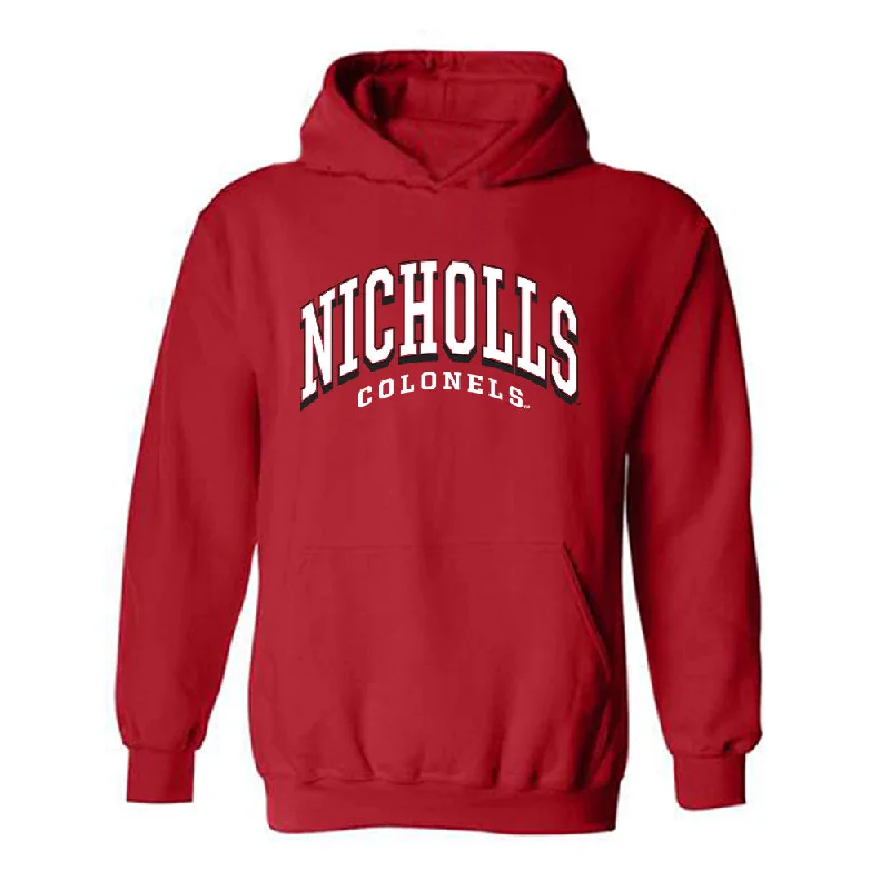 Nicholls State - NCAA Women's Basketball : Asia Broughton - Classic Fashion Shersey Hooded Sweatshirt Hoodie with Belted Waist Structured Tailored