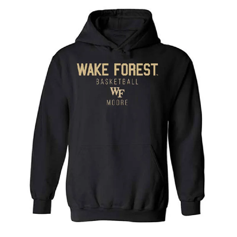 Wake Forest - NCAA Women's Basketball : Kennedy Moore - Classic Shersey Hooded Sweatshirt Hoodie with Hidden Zipper Minimalist Clean