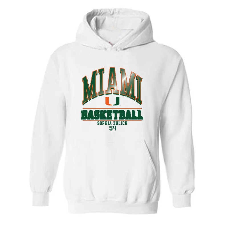 Miami - NCAA Women's Basketball : Sophia Zulich - Classic Fashion Shersey Hooded Sweatshirt Hoodie with Relaxed Fit Easy Casual