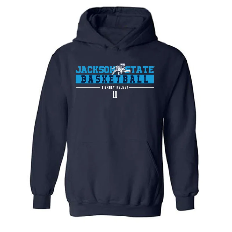 Jackson State - NCAA Women's Basketball : Tierney Kelsey - Classic Fashion Shersey Hooded Sweatshirt Hoodie with High-Low Hem Asymmetrical Trendy