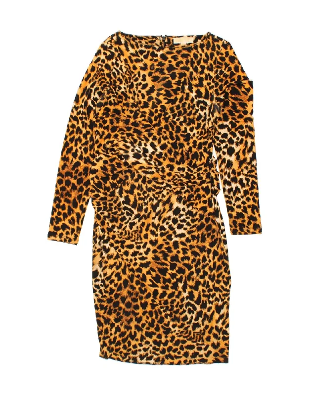 MICHAEL KORS Womens Sheath Dress UK 14 Medium Brown Animal Print Tunics Seasonal trendy