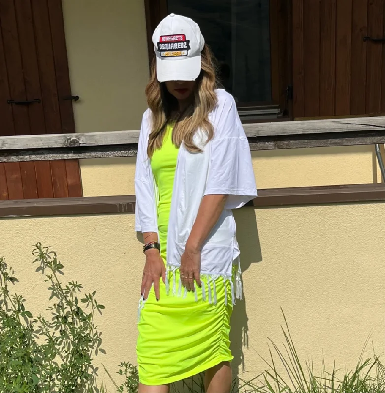 Swimsuit - D2202S Dress with straps - Fluo yellow High-Waist Bikini Set