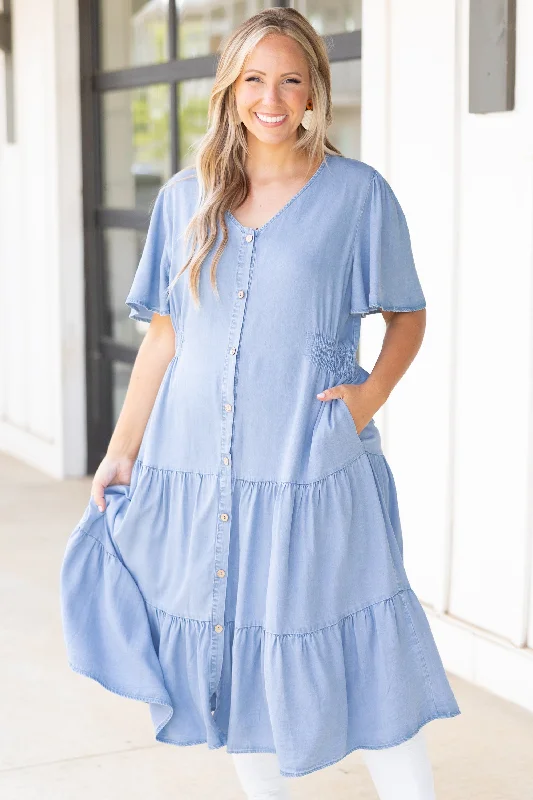 Steady As We Go Dress, Light Denim Tunics Versatile all-occasion