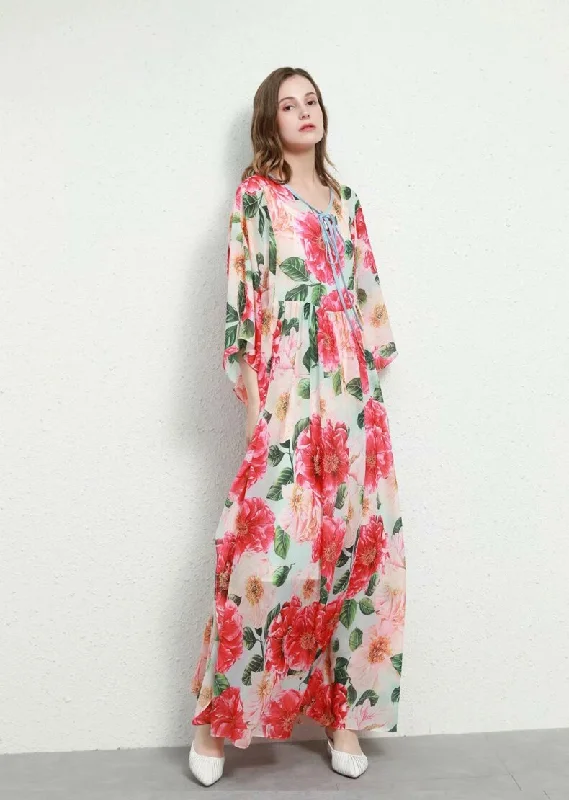 FashionSierra - Lace Up Printed Fashion Long Dress Tunics Fashionable trendy