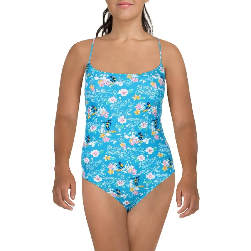 J. Crew Womens Floral Print Nylon One-Piece Swimsuit Retro Swimwear Style