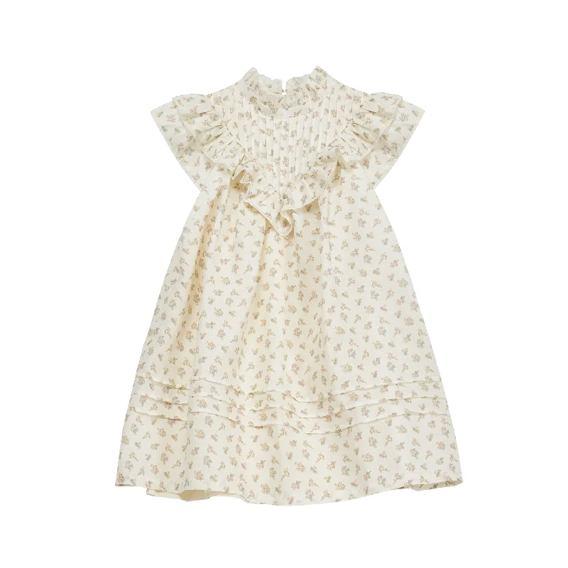 Cera Una Volta Cream Flower Sandra Dress Tunics Solid Classic