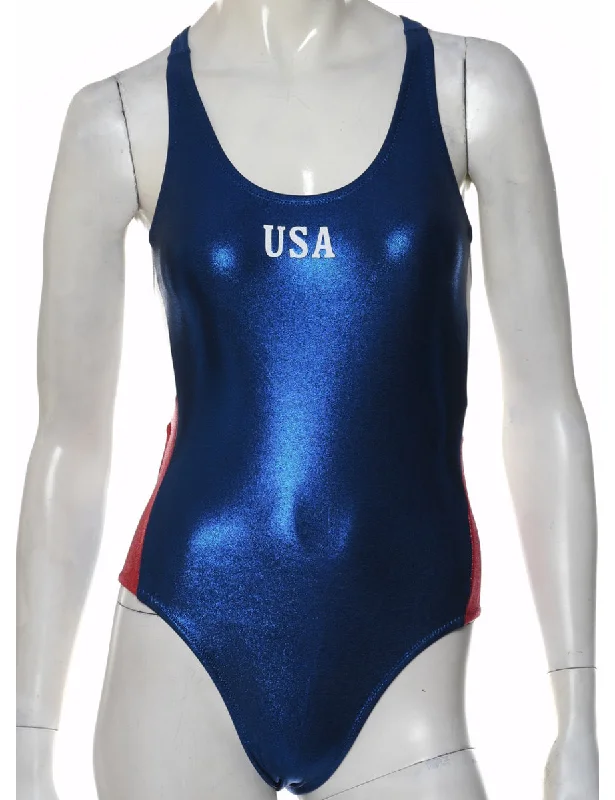 Blue One-piece Sparkly Swimsuit - XS Push-Up Bikini Top