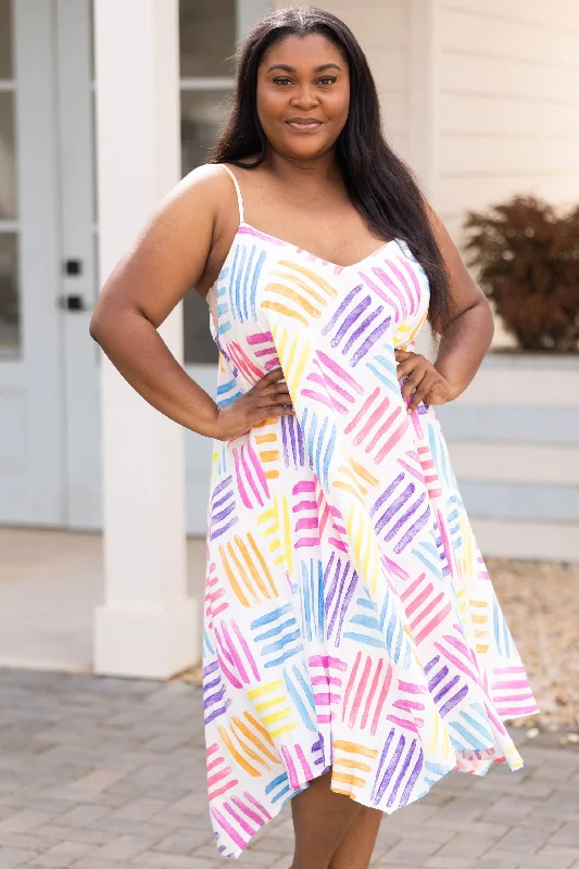 Under The Sun Dress, Ivory Multi Casual Short Summer