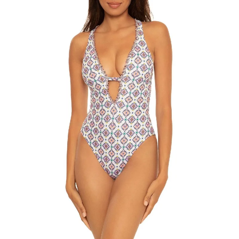 Becca by Rebecca Virtue Womens Marrakesh Shadow Stripe One-Piece Swimsuit Chic Bikini Set