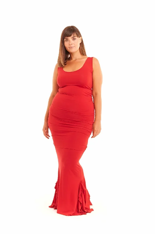 LONG VEST DRESS RED Tunics Gym athletic