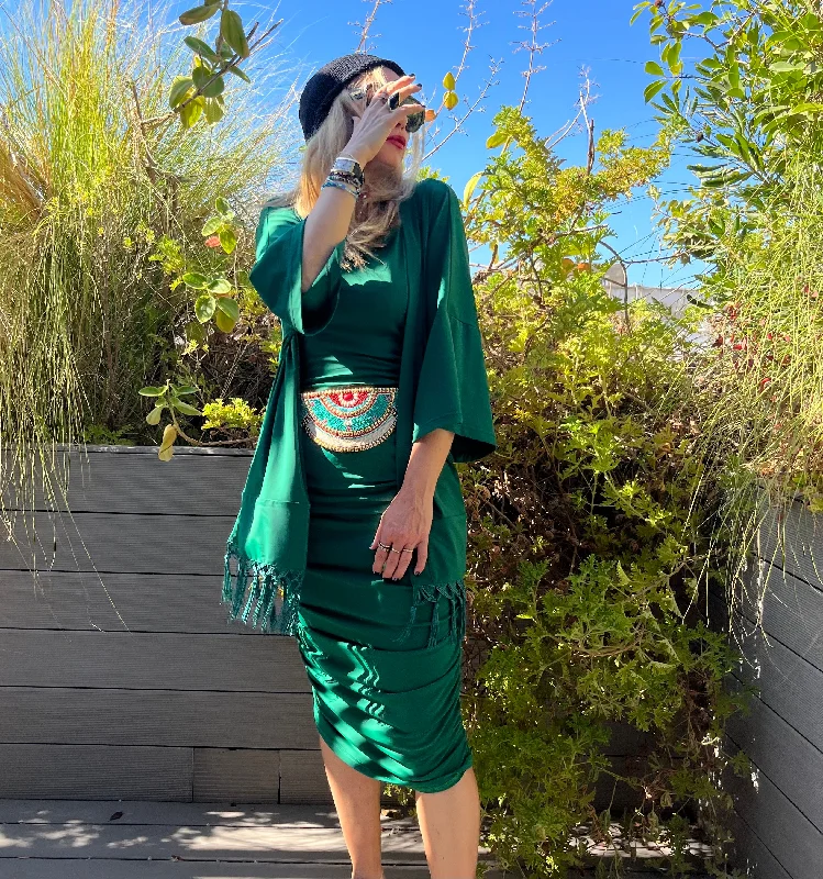 Swimsuit - D2202S Dress with straps - Dark green #70 Swim Skirt Set