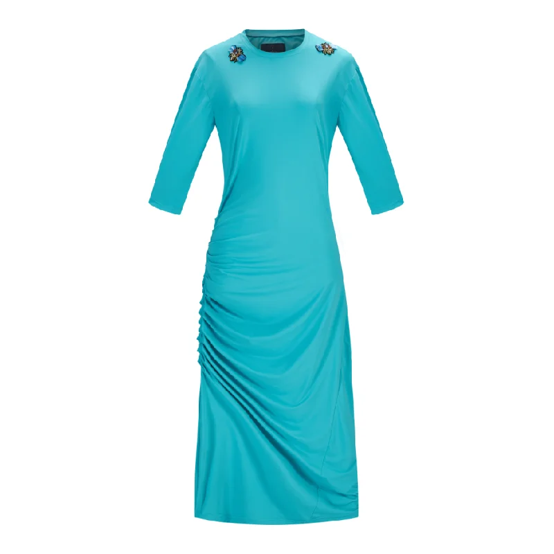 Swimsuit - turquoise dress D2051S with embroidery details Stylish Cover-Up Set