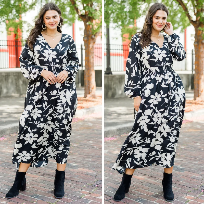 Alluring Autumn Dress, Black Tunic Top Casual