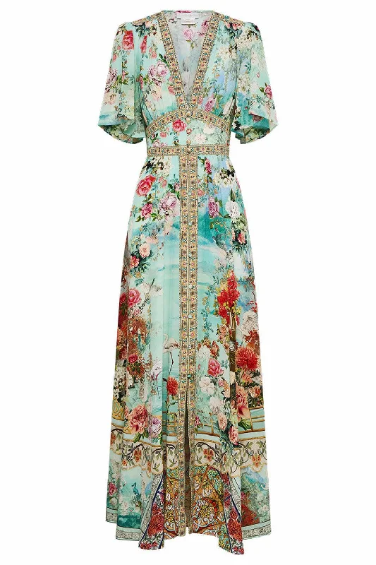 Shaped Waistband Flutter Sleeve Dress Tunics Exclusive limited