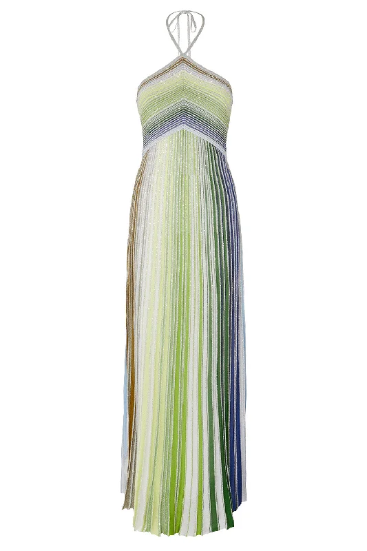 Halter Neck Ribbed Long Dress Tunics Sophisticated sleek