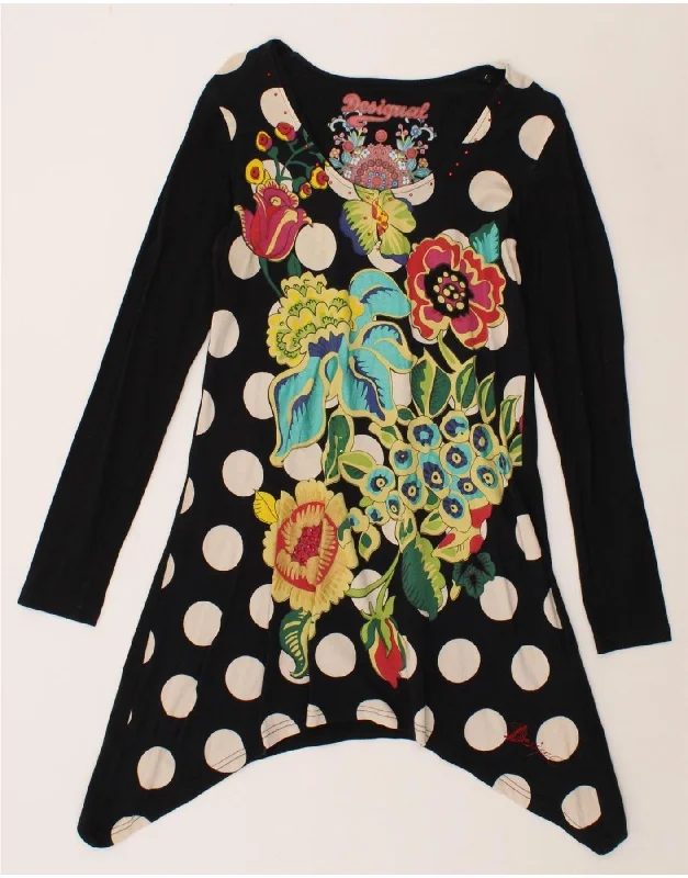 DESIGUAL Womens Long Sleeve Tunic Dress UK 14 Large Black Floral Tunics Practical easy-care DESIGUAL Womens Long Sleeve Tunic Dress UK 14 Large Black Floral Tunics Practical easy-care