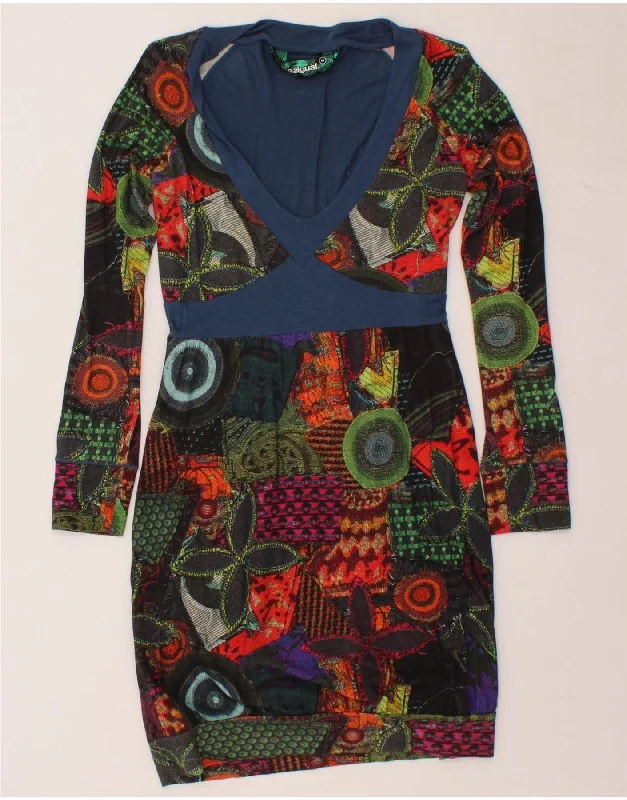 DESIGUAL Womens Graphic Sheath Dress UK 12 Medium Navy Blue Floral Tunics Short Trendy DESIGUAL Womens Graphic Sheath Dress UK 12 Medium Navy Blue Floral Tunics Short Trendy