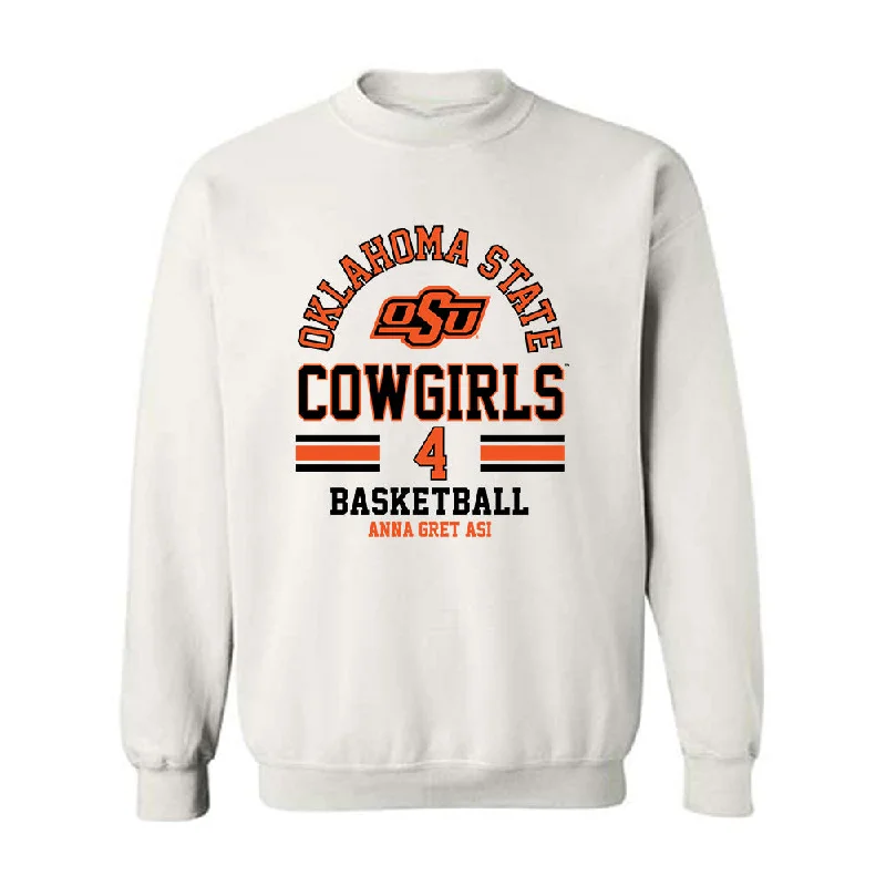 Oklahoma State - NCAA Women's Basketball : Anna Gret Asi - Classic Fashion Shersey Crewneck Sweatshirt Hoodie with Frayed Bohemian Relaxed Oklahoma State - NCAA Women's Basketball : Anna Gret Asi - Classic Fashion Shersey Crewneck Sweatshirt Hoodie with Frayed Bohemian Relaxed