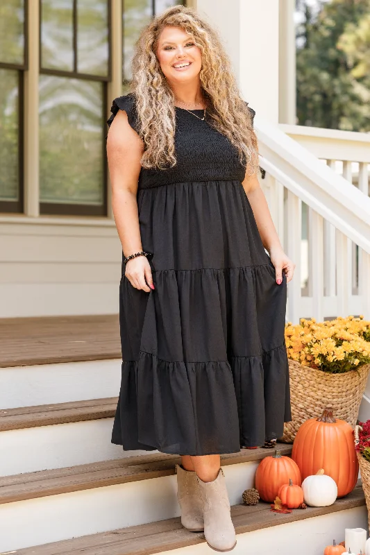 Our Sweet Memories Dress, Black Maxi Flowy Bohemian