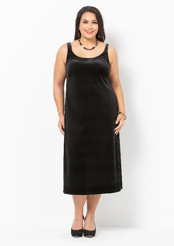 1073 Velvet Basic Evening Dress Tunics Cozy comfortable