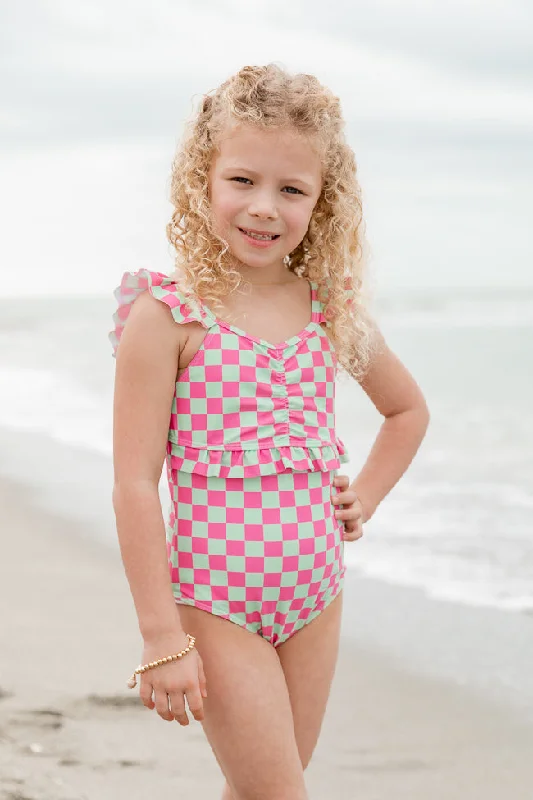 Kid's Beach Vibes Only In Watermelon Crawl One Piece Swimsuit FINAL SALE Classic Swimsuit Design Kid's Beach Vibes Only In Watermelon Crawl One Piece Swimsuit FINAL SALE Classic Swimsuit Design